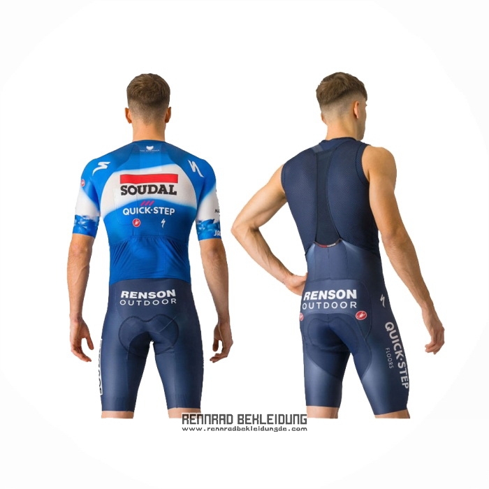 2024 Fahrradbekleidung Deceuninck Quick Step Blau Wei Trikot Kurzarm Und Tragerhose